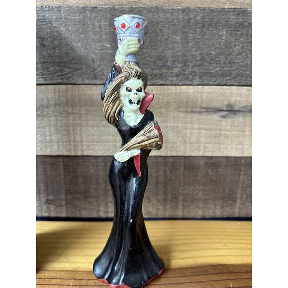 Vintage Halloween Fun World Lady Vampiress Vampire Candle Holder In Box - Picture 1 of 6